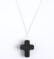 Shungite cross necklace on silver chain
